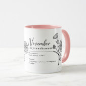 November Geboorte Maand Bloem Chrysanthemum Minima Mok (Voorkant rechts)