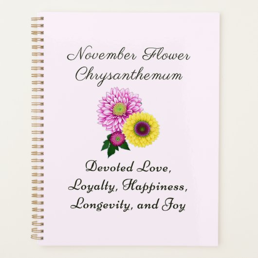November Geboorte Maand Bloem Chrysanthemum Planner (Voorkant)