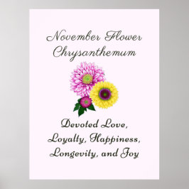 November Geboorte Maand Bloem Chrysanthemum Poster