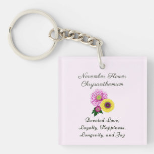 November Geboorte Maand Bloem Chrysanthemum Sleutelhanger