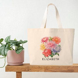 November Geboorte Maand Bloem Custom Gift voor Haa Grote Tote Bag