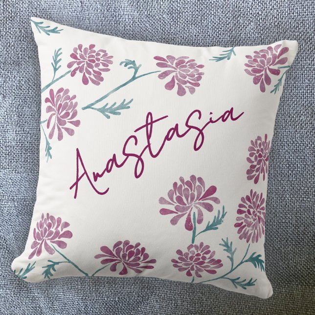 November Geboorte Maand Chrysanthemum Persoonlijk Kussen (November birthday personalized birth month flower chrysanthemum art throw pillow gift)