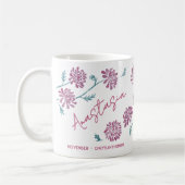 November Geboortebloem Aangepaste Naam Chrysanthem Koffiemok (Links)