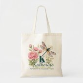 November Geboortebloem Chrysanthemum & Libel Tote Bag (Voorkant)