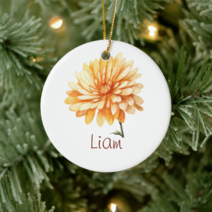 NOVEMBER Geboortebloem Gele Chrysanthemum Bloem Keramisch Ornament