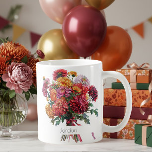 November Geboortebloem Mok Chrysanten & Pioenroz