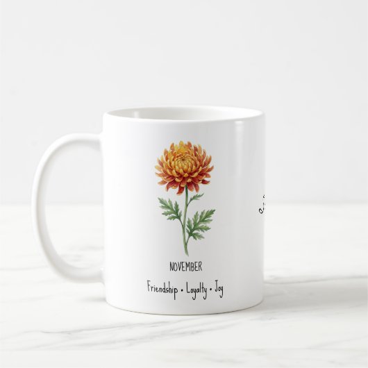November Geboortebloem Mok – Chrysanthemum (Links)