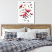 November Geboortebloem Pioen Premium Omslagen Canv Canvas Afdruk (Insitu (Slaapkamer))