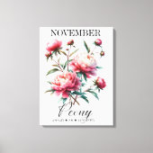 November Geboortebloem Pioen Premium Omslagen Canv Canvas Afdruk (Voorkant)