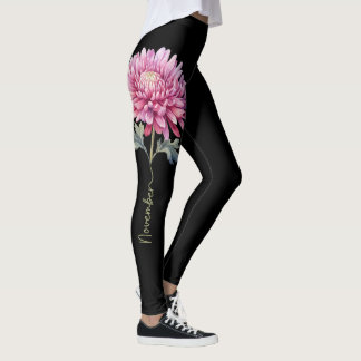 November geboortebloem, Roze Chrysanthemum Leggings