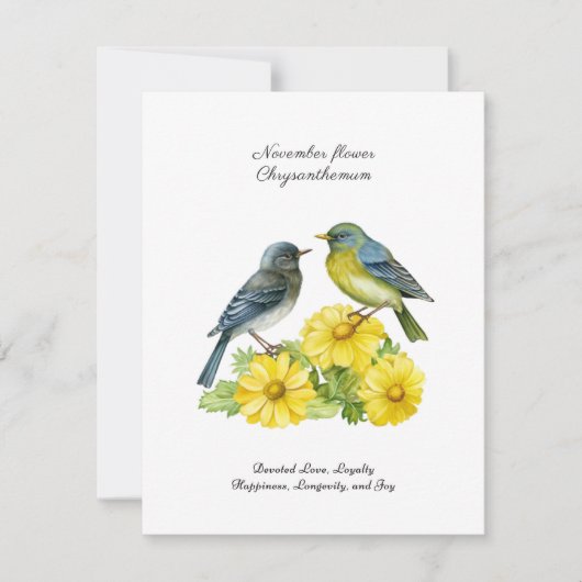 November Geboortemaand Bloem Chrysant Vogels (Voorkant)