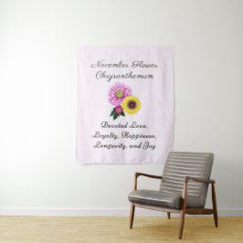 November Geboortemaand Bloem Chrysanthemum Wandkleed