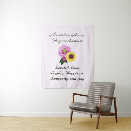 November Geboortemaand Bloem Chrysanthemum Wandkleed (In situ)