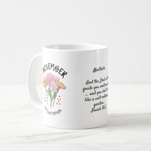 NOVEMBER Geboortemaand Bloem Gepersonaliseerd Chri Koffiemok (Voorkant links)