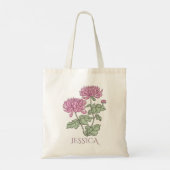 November Geboortemaand Bloem Paarse Chrysant Tote Bag (Achterkant)