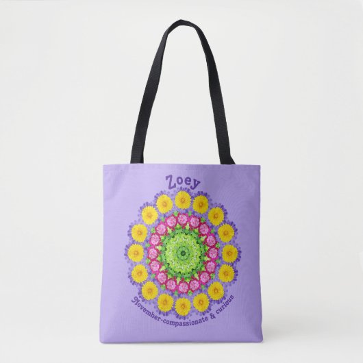 November Geboortemaand Bloem Persoonlijke Boodscha Tote Bag (Voorkant)
