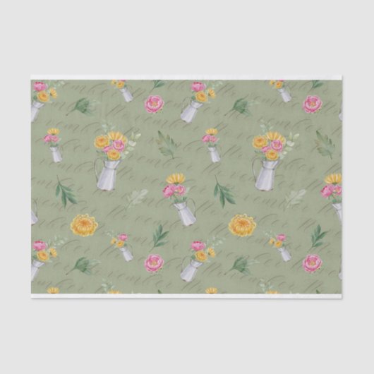 November Geboortemaand Bloemen Pioen Chrysanthemum Tissuepapier (Voorkant)