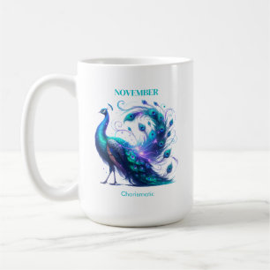 November Geboortemaand Spirit Animal Peacock Koffiemok