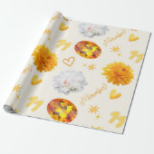 November Geboortesteen & Bloem | Citrien & Chrysan Cadeaupapier (Uitgerold)