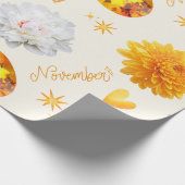 November Geboortesteen & Bloem | Citrien & Chrysan Cadeaupapier (Hoek)