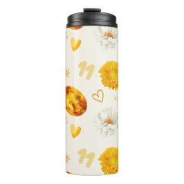 November Geboortesteen & Bloem | Waterverf Thermosbeker