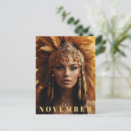 *~* NOVEMBER  Geboortesteen Gouden Topaas AP53 Briefkaart (Staand voorkant)