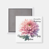 November Geboortesteen Topaas Chrysanthemum Bloem Magneet (Voorkant / Achterkant)