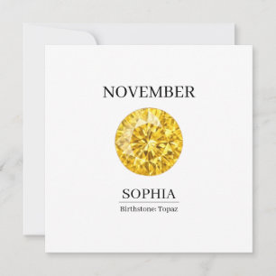 November Geboortesteen Verjaardagsnaam Topaas Kaart