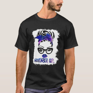 November Girl Galaxy Bleaching Messy Bun - Birthda T-shirt