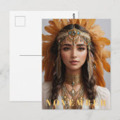 *~* NOVEMBER Gouden Topaas AP53 Boho Geboortestee Briefkaart (Voorkant / Achterkant)