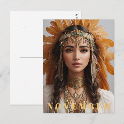 *~* NOVEMBER Gouden Topaas AP53 Boho Geboortestee Briefkaart (Voorkant / Achterkant)