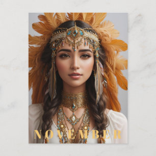 *~* NOVEMBER Gouden Topaz AP53 Boho Birthstone Briefkaart