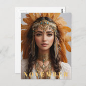 *~* NOVEMBER Gouden Topaz AP53 Boho Birthstone Briefkaart (Voorkant / Achterkant)