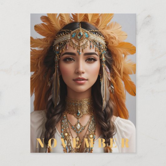 *~* NOVEMBER Gouden Topaz AP53 Boho Birthstone Briefkaart (Voorkant)