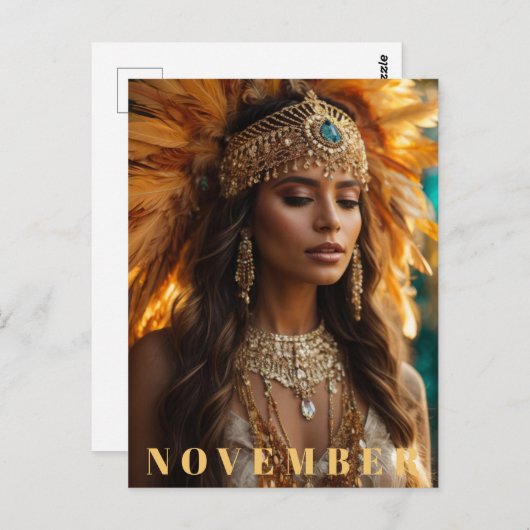 *~* NOVEMBER Hoofddeksel AP53 Topaas Geboortesteen Briefkaart (Voorkant / Achterkant)