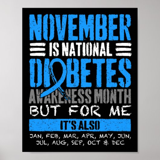 November is de blauwe maand voor diabetes bewustzi poster (Voorkant)