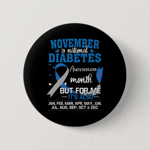 November is de nationale diabetesbewustzijnsmaand ronde button 5,7 cm