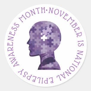 NOVEMBER IS DE NATIONALE MAAND VAN DE EPILEPSIE RONDE STICKER