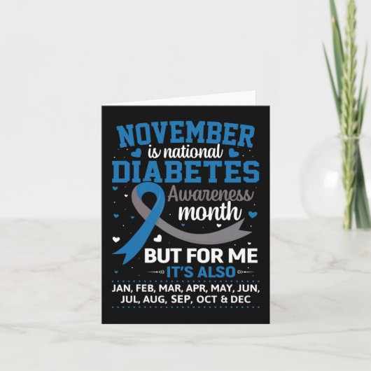 November is Diabetes Awareness Month Blue en Grey Kaart (Voorkant)