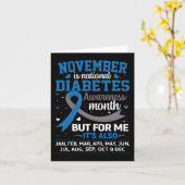November is Diabetes Awareness Month Blue en Grey Kaart (Gele Bloem)