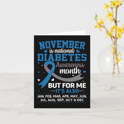 November is Diabetes Awareness Month Blue en Grey Kaart (Gele Bloem)