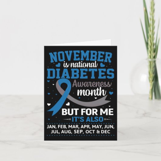 November is Diabetes Bewustmakingsblauw en Grijs Kaart (Voorkant)