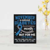 November is Diabetes Bewustmakingsblauw en Grijs Kaart (Gele Bloem)