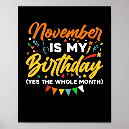November is mijn verjaardag de hele maand november poster (Voorkant)