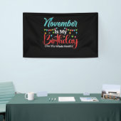 November is mijn verjaardag de hele maand november spandoek (Beurs)