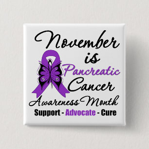 November is Pancreatic Cancer Awareness Month v2 Vierkante Button 5,1 Cm