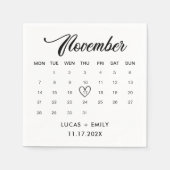 November Kalender Donker Zwart Bruiloft Servet (Voorkant)