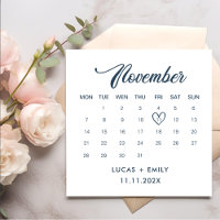 November Kalender Donkerblauwe bruiloft