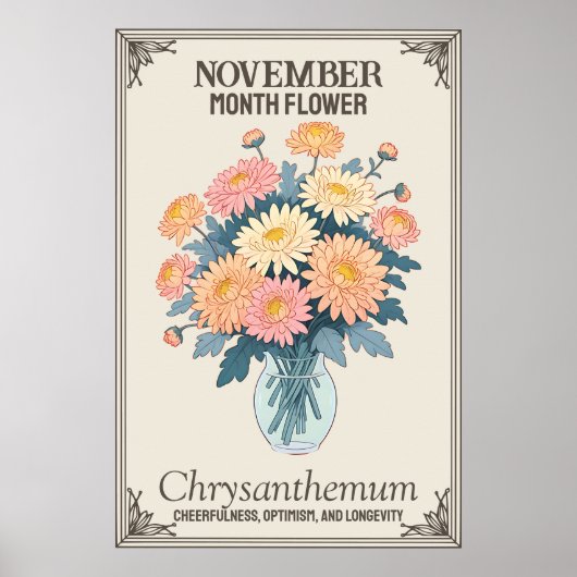November maand bloem poster (Voorkant)