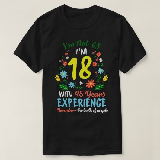 November Meisjes Bloemen T-shirt 63 Jaar Oud IM Ni (Design voorkant)